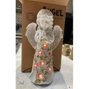 New Solar Garden Outdoor Statues Angel with Succulent and 7 LED Lights